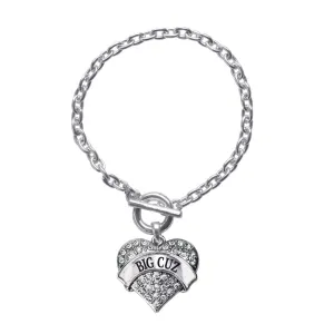 Silver Big Cuz Pave Heart Charm Toggle Bracelet