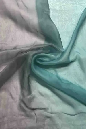 Silver Blue/Pool Blue Ombre Silk Chiffon 2D-1018/7 Fabric