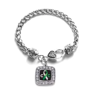 Silver Cervical Cancer Support Square Charm Braided Bracelet