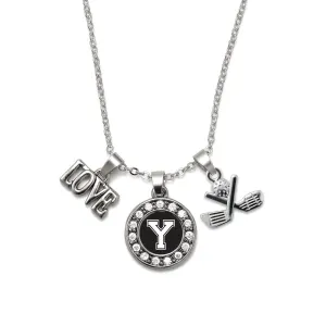 Silver Cheerleader - Sports Initial Y Circle Charm Classic Necklace