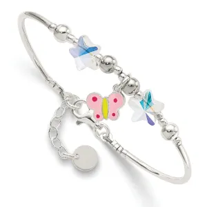 Silver Children Swarovski Butterfly Star Bracelet