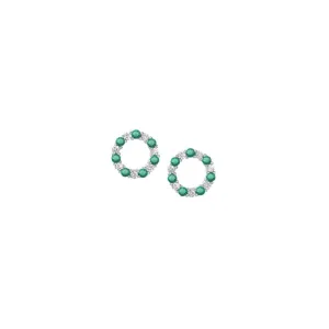 Silver circle of life stud earrings with Emerald and CZ