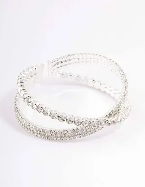 Silver Cluster Diamante Wrist Cuff