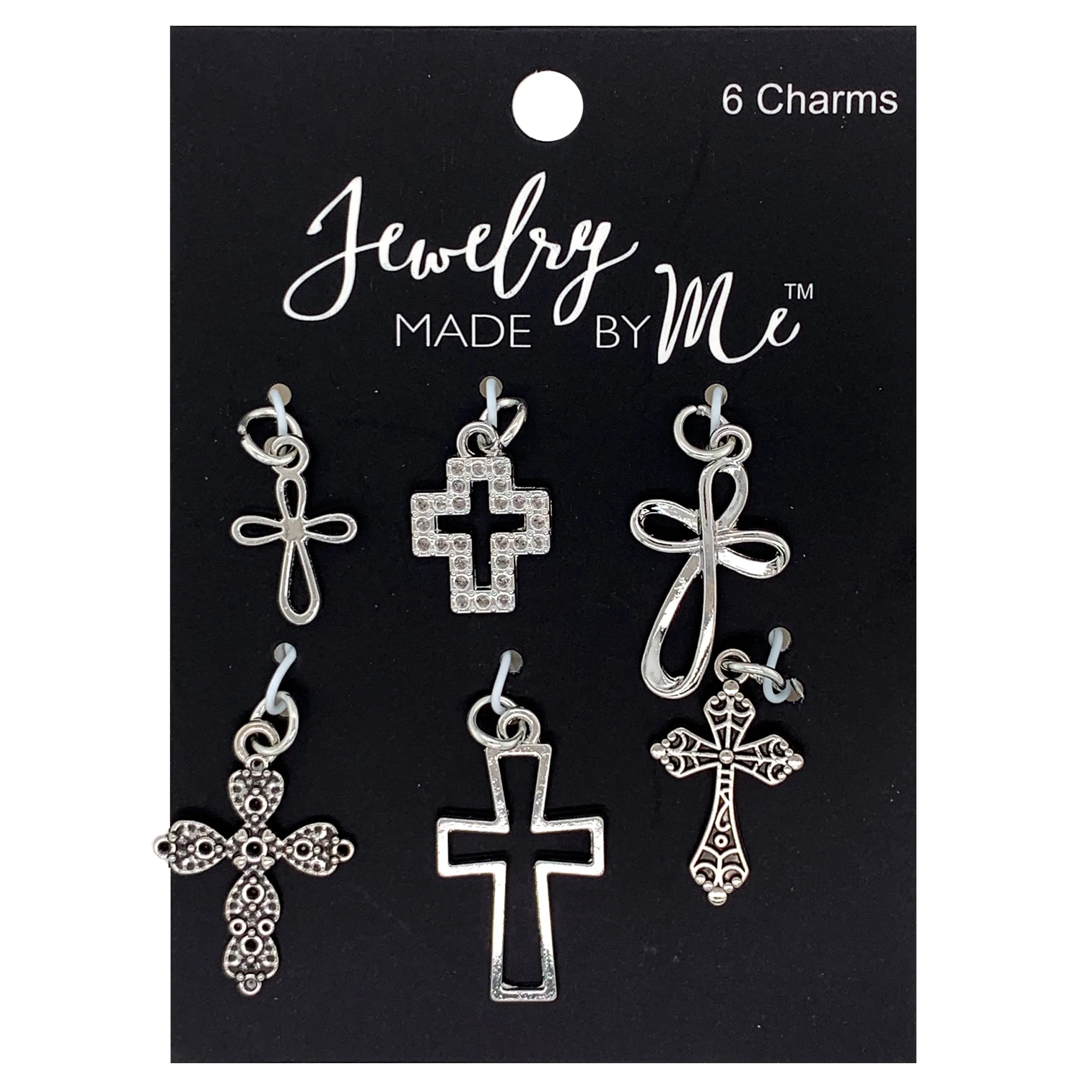 Silver Crosses 6pc Charm Set