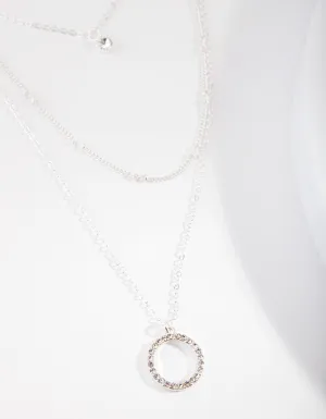 Silver Diamante Circle Necklace