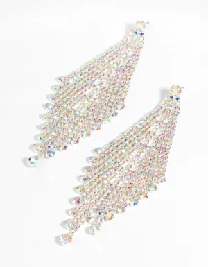 Silver Diamante Drape Earrings