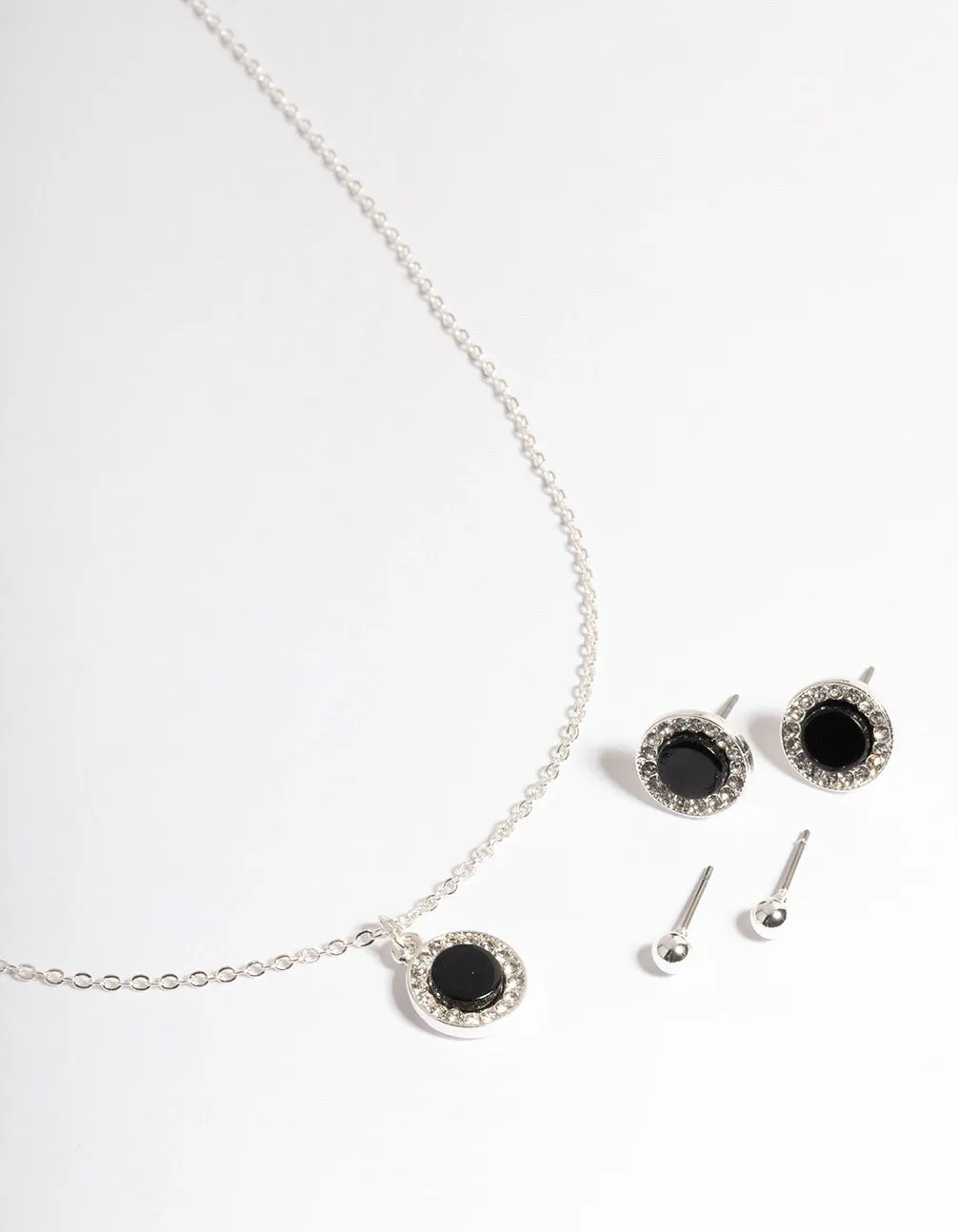 Silver Diamante Round Jewellery Set