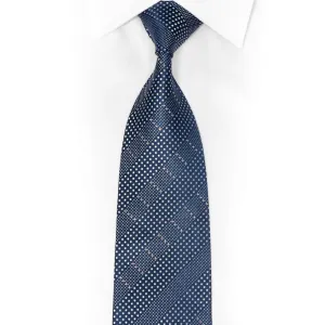 Silver Dots On Dark Blue Rhinestone Necktie