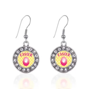 Silver Easter Circle Charm Dangle Earrings