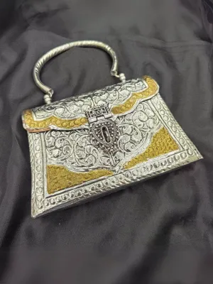 Silver Floral Pattern Handbag