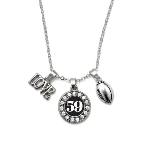 Silver Football - Sports Number 59 Circle Charm Classic Necklace