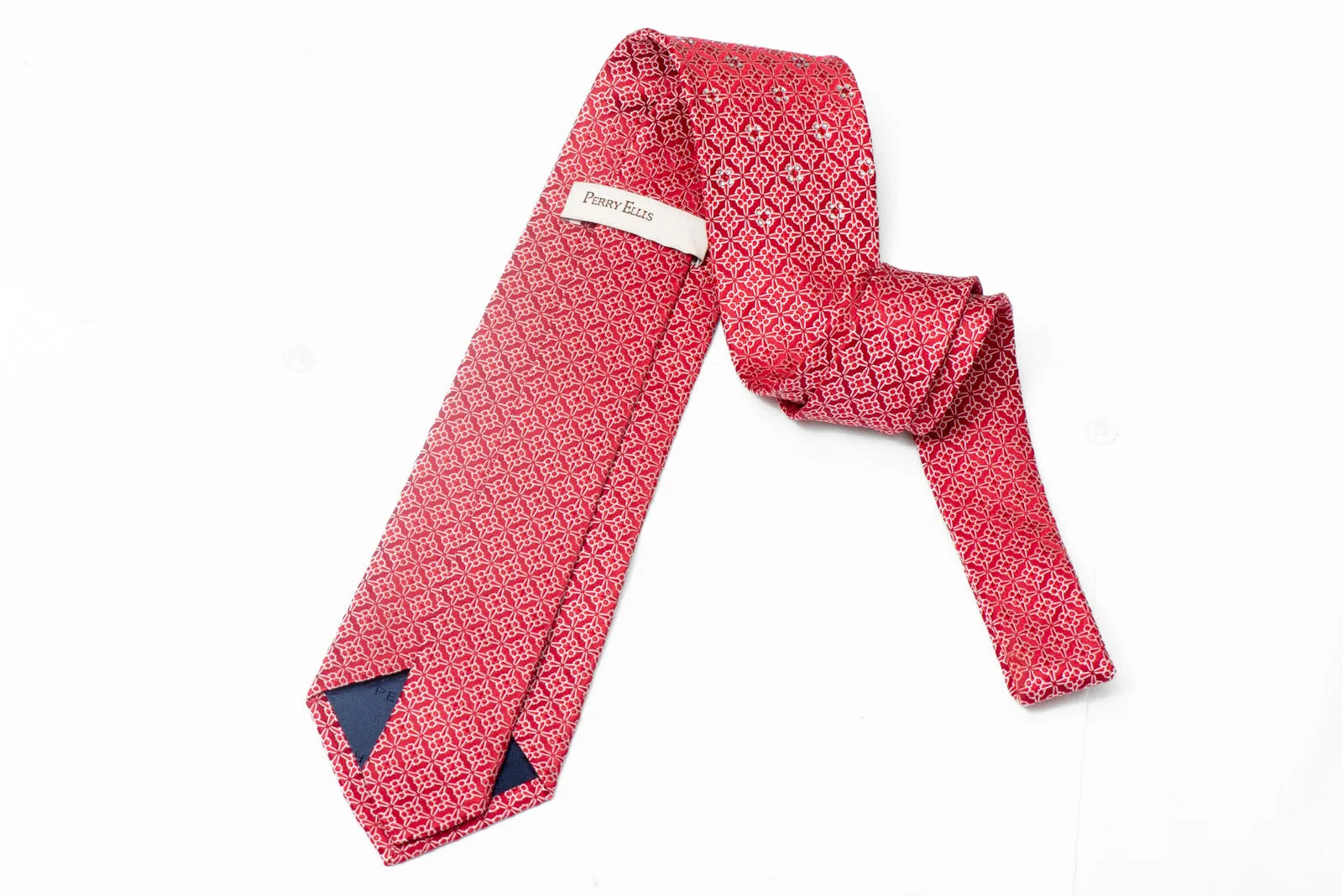 Silver Geometric On Red Rhinestone Tie With Red Sparkles