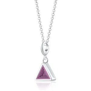 Silver Geometric Purple Triangle Charm Necklace