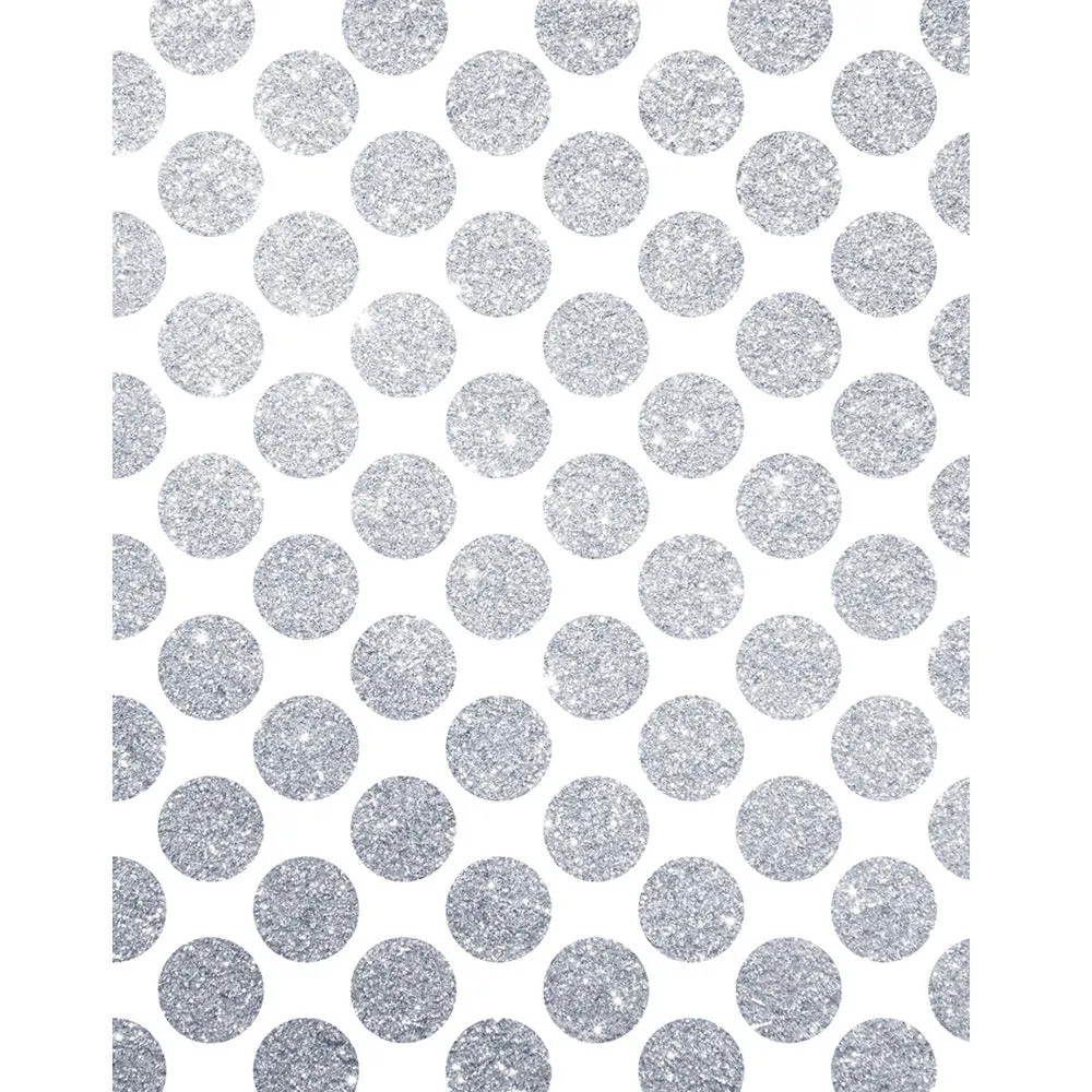 Silver Glitter Polka Dots Printed Backdrop