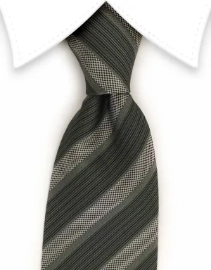 Silver, Gray & Charcoal Striped Tie