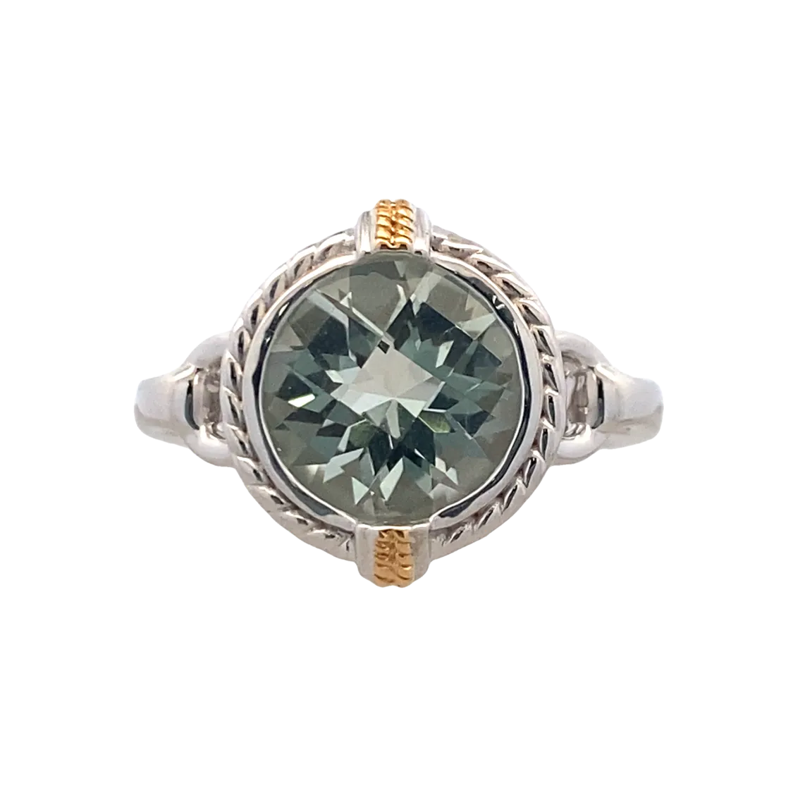 Silver Green Amethyts Fashion RIng