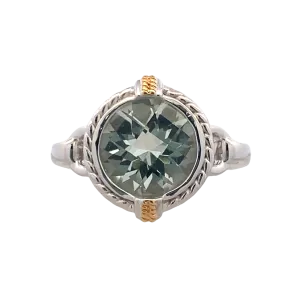 Silver Green Amethyts Fashion RIng