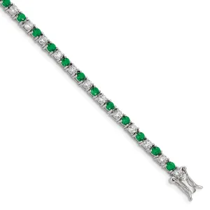 Silver Green and White Cubic Zirconia Bracelet