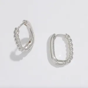 Silver Hoop w/ Rope Accent Earrings