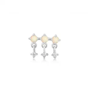 Silver Kyoto Opal Drop Sparkle Barbell Single Earring E047-04H