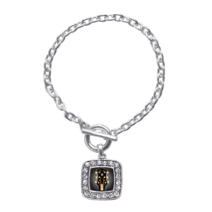 Silver Legendary Guitar Square Charm Toggle Bracelet