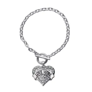 Silver Love More Pave Heart Charm Toggle Bracelet