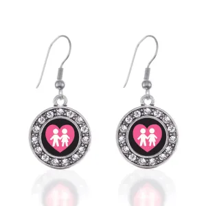 Silver Love My Kids Circle Charm Dangle Earrings