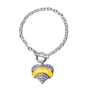 Silver Marigold Big Sister Pave Heart Charm Toggle Bracelet