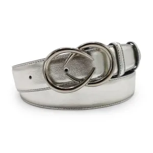 Silver Metallic Interlock C Belt