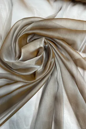 Silver Milk Chocolate Iridescent Silk Chiffon