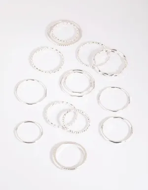 Silver Mixed Band Ring Pack