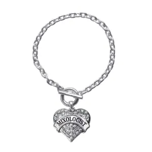 Silver Mixologist Pave Heart Charm Toggle Bracelet