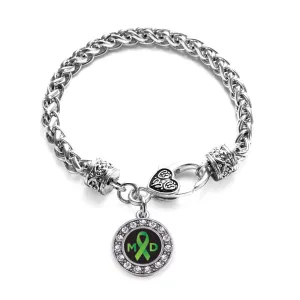 Silver Muscular Dystrophy Circle Charm Braided Bracelet