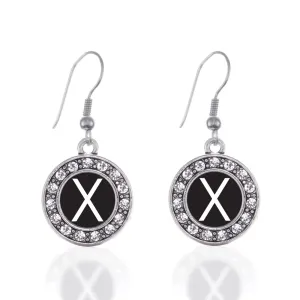 Silver My Initials - Letter X Circle Charm Dangle Earrings