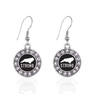 Silver North Carolina Strong Circle Charm Dangle Earrings