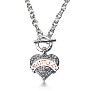 Silver Orange and Navy Blue Little Pave Heart Charm Toggle Necklace