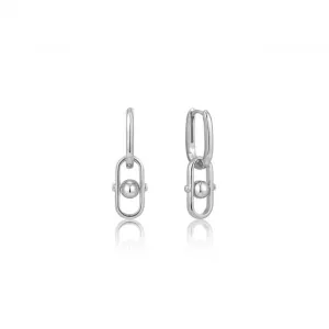 Silver Orb Link Drop Earrings E045-04H