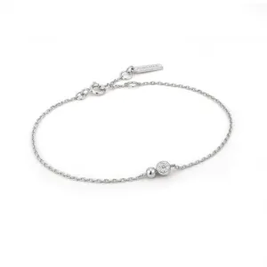 Silver Orb Sparkle Chain Bracelet B045-01H-CZ