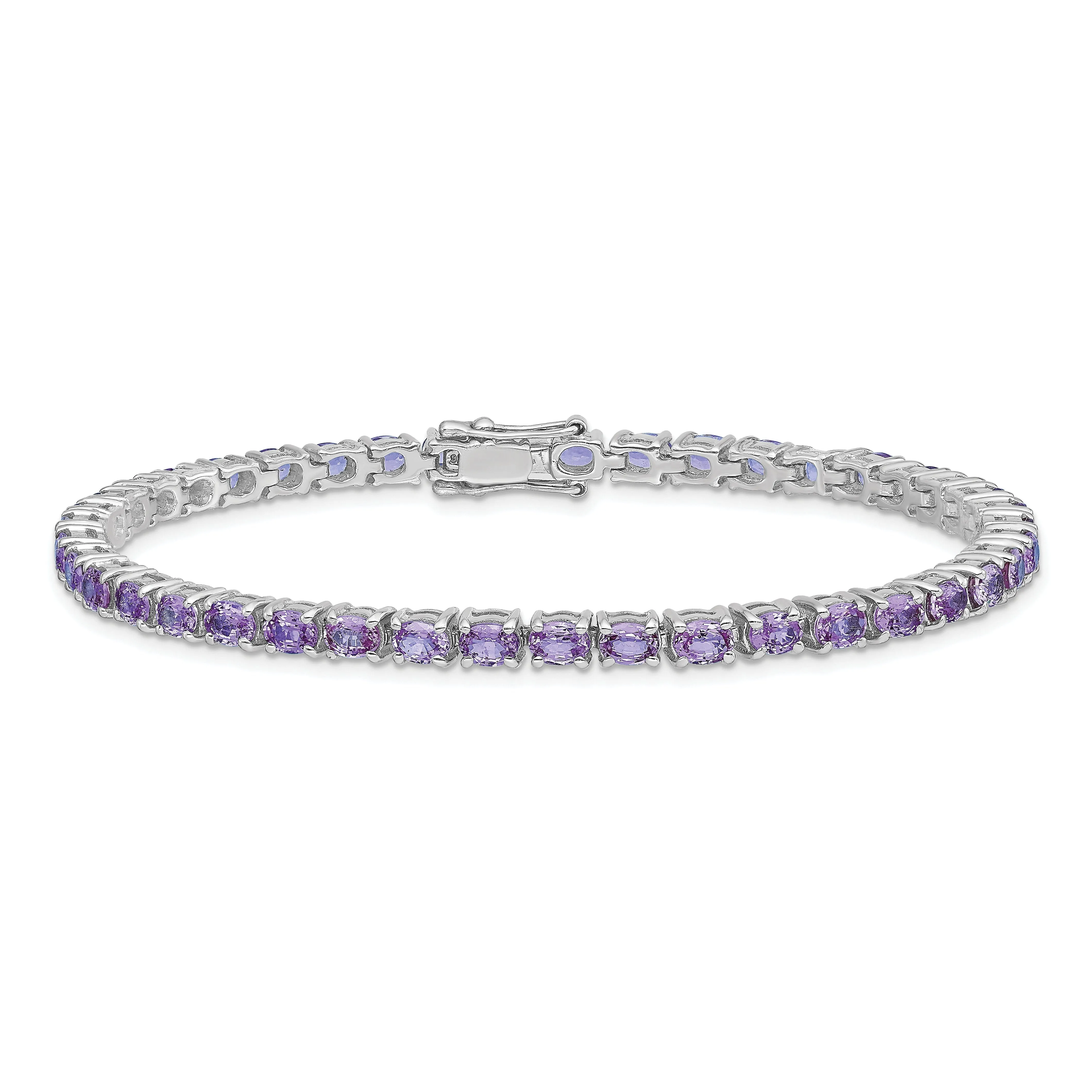 Silver Oval Stones Tanzanite Gemstone Bracelet