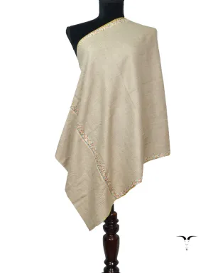 Silver Pashmina Stole In Sozni 5859