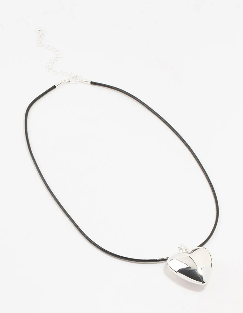 Silver Plated Heart Cord Necklace