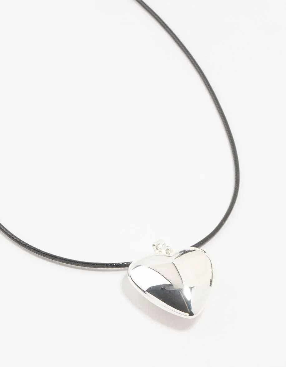 Silver Plated Heart Cord Necklace