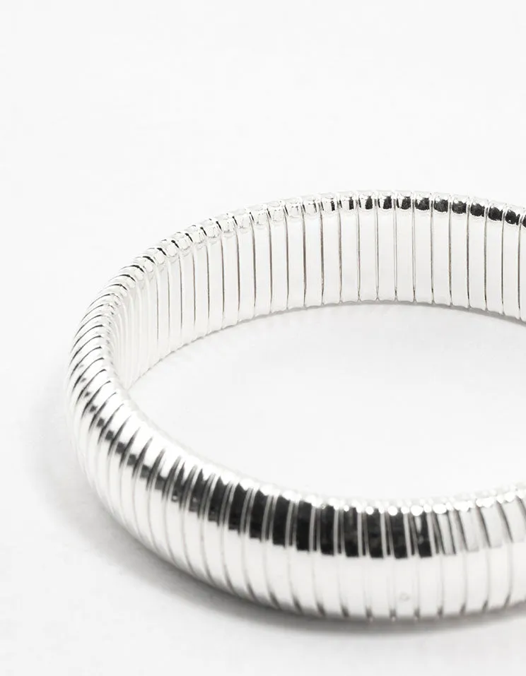 Silver Plated Wide Ribbed Bracelet