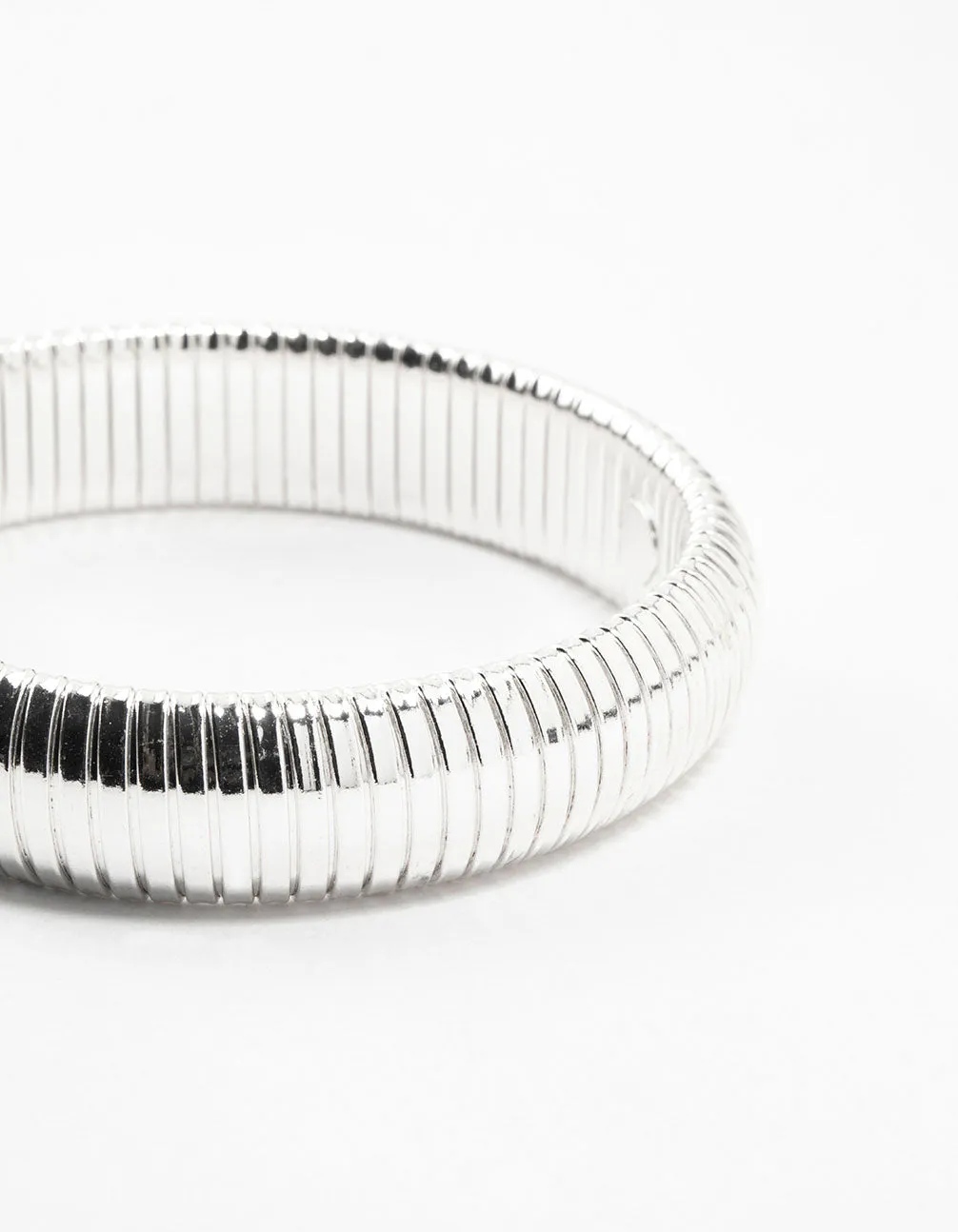 Silver Plated Wide Ribbed Bracelet