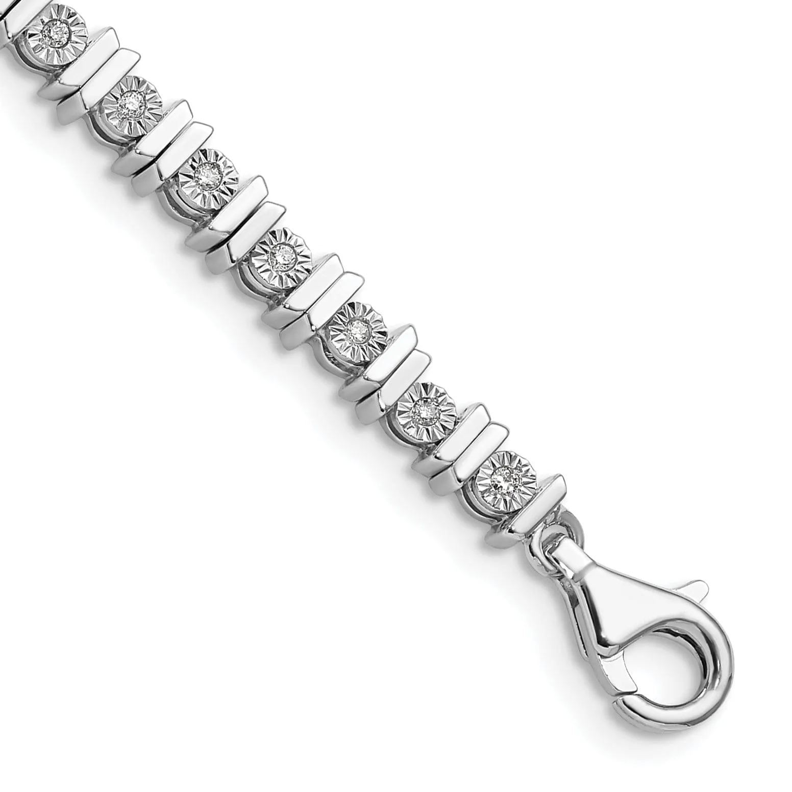 Silver Polish Finish Diamond Tennis Bracelet