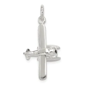 Silver Polished 3-D Floatplane Charm Pendant