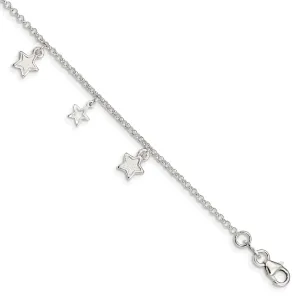 Silver Polished Finish Dangle Star Bracelet