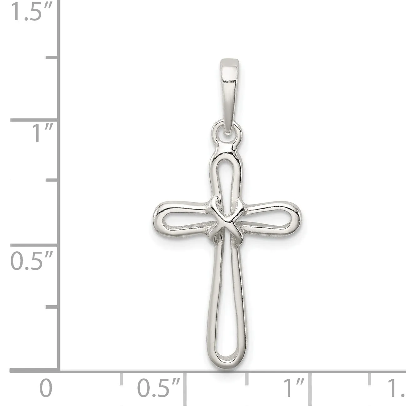 Silver Polished Finish Open Cross Pendant