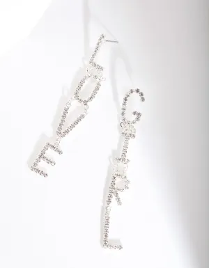 Silver "Love Girl" Diamante Earring