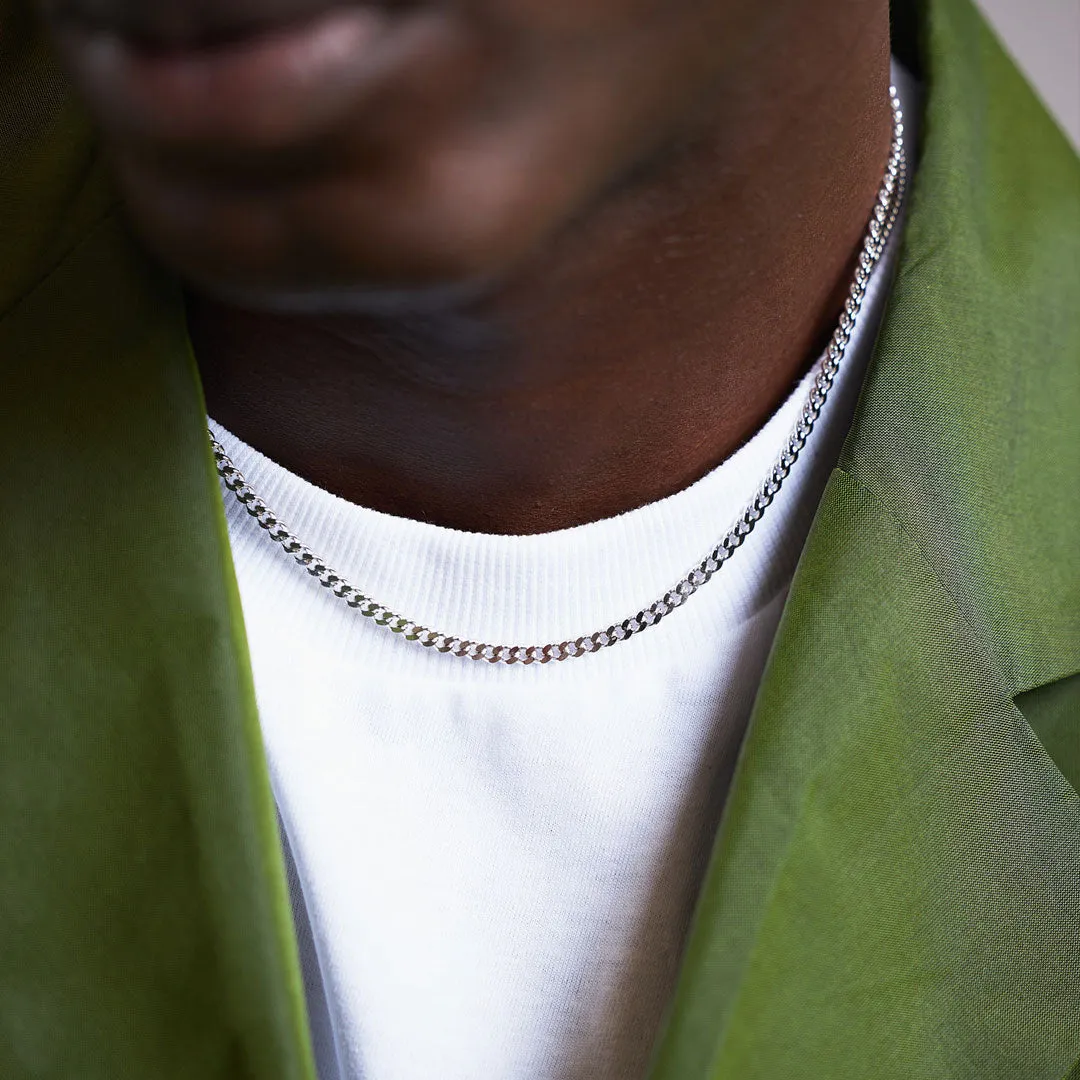 Silver Rhodium Diamond Cut Chain